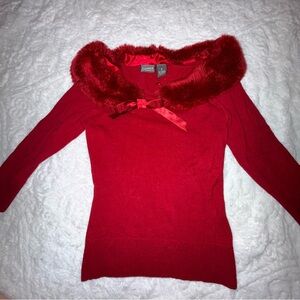 Copper Key Vibrant Red Faux Fur Wrap